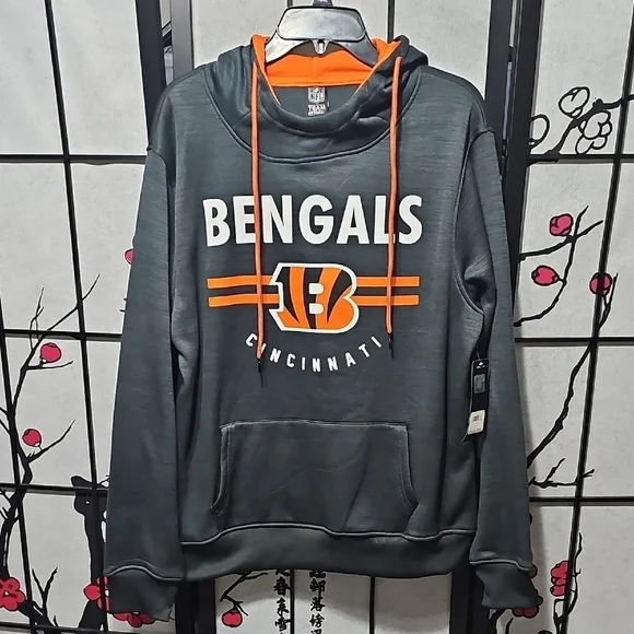 Cincinnati Bengals Pullover Gray and Orange Men's‎ Hoodie Medium New - Picture 2 of 8